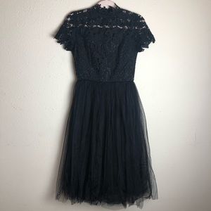 Women’s black lace tulle dress